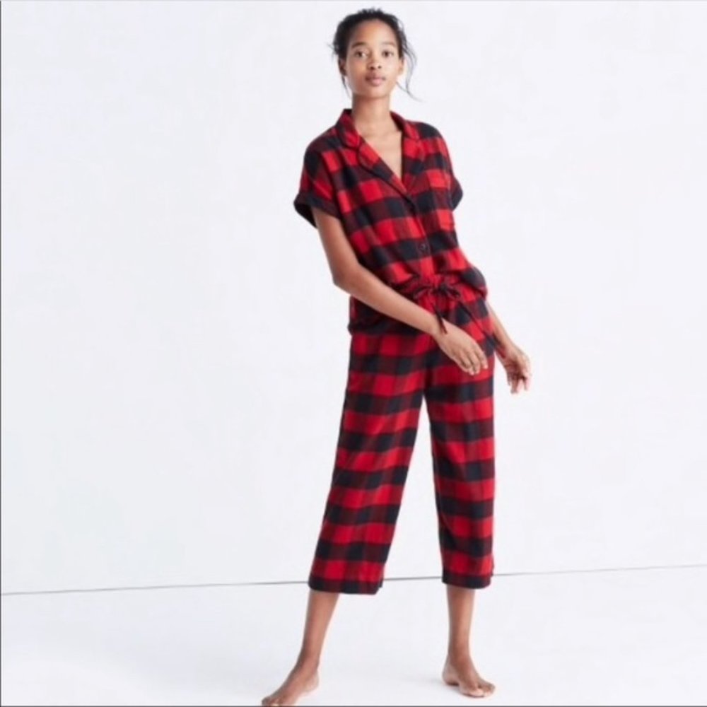 Madewell Red Buffalo Plaid Bed Time Pajama Set S
